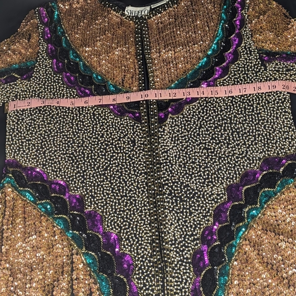 VINTAGE FEMININE SWEE LO SEQUIN, BEADED, MULTICOLOR JACKET. Sz LARGE.  RARE FIND - Picture 7 of 11